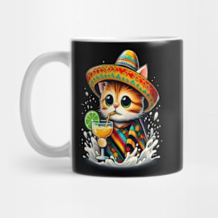 Funny cat drinking margarita Mug